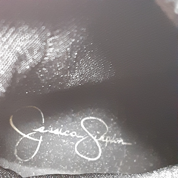 Jessica Simpson Size 7.5B Cornelia Black Leather Slouchy Heeled Ankle Boots - Picture 8 of 12